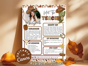Western Meet the Teacher Cowboy Theme Teacher Introduction Western Classroom Newsletter Wild West Classroom Decor Back to School Cowgirl DIY - Etsy