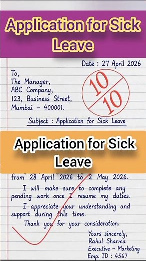 Application for Sick Leave | Easy Format & Sample Letter for Students & Office
