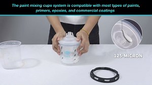 YUZES Disposable Paint Cups for Spray Gun 20oz (600ml), 50 Paint Cups with Lids, 2 Reusable Hard Cups & 2 Adapters, 20 Plugs, PTFE Tape, Stirrer, Disposable Paint Gun Cups for Mix, Spray & Store Paint