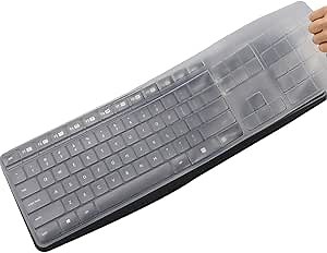 MUBUY-GOL Keyboard Cover Design for Logitech MK235 K375 K375S, Waterproof & Dustproof Silicone Skin, Clear
