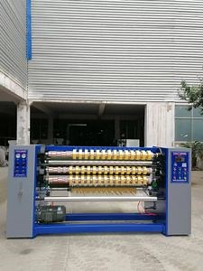 [Hot Item] Semi Automatic Adhesive BOPP Packing Tape Jumbo Roll Slitting Machine with Paper Core Loader and Paper Core Cutter Machine