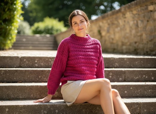 Crochet Cable Sweater Pattern PDF Women Pullover Chunky Jumper Tutorial - Etsy