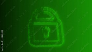 Lock Icon Animation . Technical glass lock icon for device screen, apps or online security for hacking.