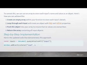 How to Save Input Field Names and Values to an Object in JavaScript