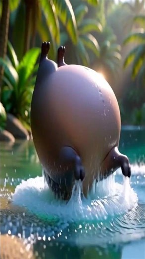 Perfectly Round Hippo 😂 | Giant Ball Hippo Falls Into River | Funny 3D Animation
