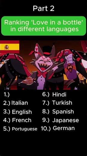 Ranking "Love in a Bottle" from Hazbin Hotel in different languages - Part 2