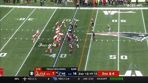 Anthony Schwartz prevents J.C. Jackson from picking off Mayfield's pass