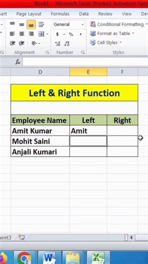 ||Left & Right Function in excel ||