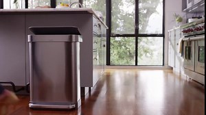 simplehuman 45 Liter / 12 Gallon Rectangular Kitchen Step Trash Can with Soft-Close Lid, White Plastic