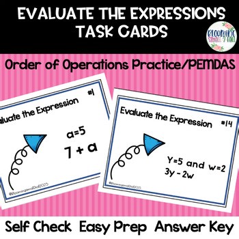 Algebraic Expressions Printable Task Cards 15 Engaging Math Activities