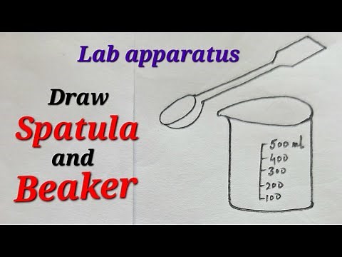 Spatula drawing easy,Beaker drawing easy, Lab apparatus drawing easy,Chemistry lab equipment drawing