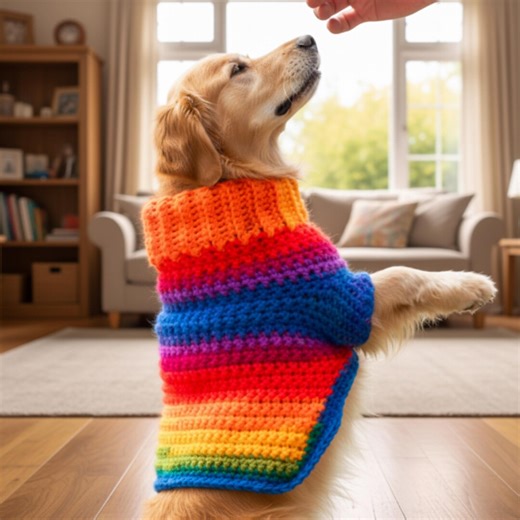 Rainbow Crochet Dog Sweater Pattern | Cozy Striped Pet Jumper PDF (digital Download) - Etsy