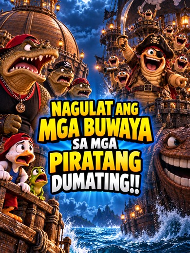 Ship Adventure: Nagulat ang mga buwaya sa mga pirata na dumating 😆 #ButchoyBarkada #TelabusPirates #ComedyAdventure #AIAnimation