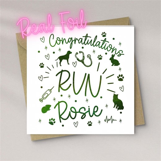 Registered Vet Nurse Card, RVN Congratulations Card, Veterinary Nurse Graduation Card, New Job Vet Nurse Gift, Animal Lover Card - Etsy