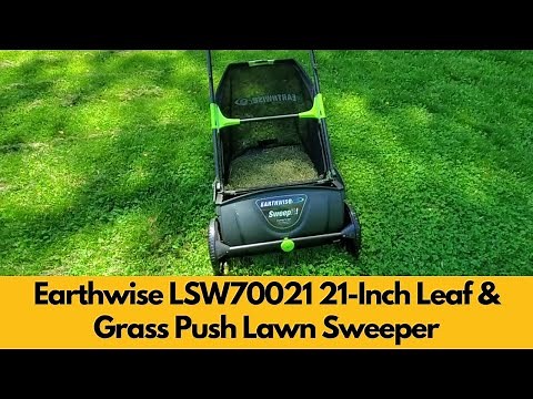Earthwise LSW70021 21 Inch Leaf & Grass Push Lawn Sweeper Demo and Review
