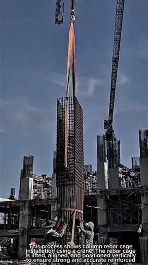 Column Rebar Installation Work Tool Using Crane Lifting #worktool