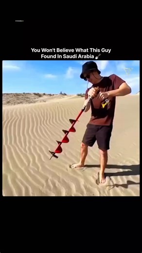 𝗂𝗇𝗇𝗈𝗏𝖺𝗍𝖾.𝗂𝗈 on Instagram: "This Instagram Reel depicts a dramatized reenactment of a foreign geologist exploring the Saudi Arabian desert for oil reserves. The footage shows the individual deploying sensing equipment and a power auger drill to sample subsurface soil in expansive sand dunes under clear skies, culminating in the implied detection of petroleum deposits. The narrative voiceover questions whether the success results from technological innovation, expertise, or chance, frami