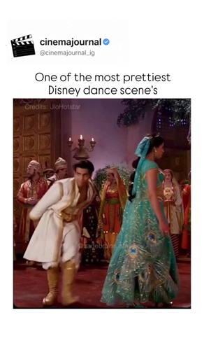 cinemajournal on Instagram: "harvest dance scene in Disney's Aladdin (2019) is an original addition created for the live-action remake. Set during a festive celebration in Agrabah, it shows Aladdin-disguised as Prince Ali-joining Jasmine in a lively communal dance. The sequence blends Middle Eastern, Bollywood, and contemporary choreography, adding color and energy to the world. Unlike the animated film, this scene deepens character interaction and highlights Aladdin's charm and awkwardness in r