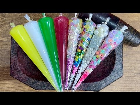 Making Satisfying Slime With Red , Green , Yellow Piping Bags ! Satisfying Slime ASMR