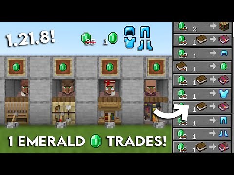 NEW MINECRAFT 1.21.10 VILLAGER TRADING HALL TUTORIAL | ALL TRADES 1 EMERALD! (Java & Bedrock)
