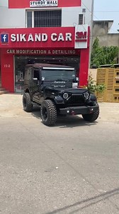 THAR MODIFICATIONS WITH RED BLACK CONCEPT WITH ELECTRONIC SUNROOF WITH HYPERSONIC ANDROID | Sikand Car ModelTown Ludhiana