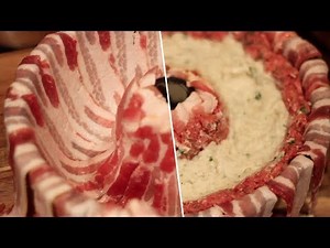 Bacon Wrapped Mashed Potato Stuffed Meatloaf- Buzzfeed Test #109