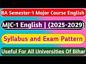 BA Semester-1 English Honours Syllabus | Major Course English | Session 2025-2029 | MJC-I English |