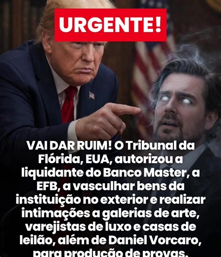 Decisão nos EUA pode impactar banco brasileiro Uma decisão judicial na Flórida autorizou medidas para investigar bens ligados ao Banco Master no exterior. A ação envolve o empresário Daniel Vorcaro e pode incluir intimações a galerias de arte, varejistas de luxo e casas de leilão para produção de provas.