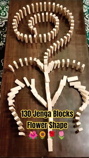 130 Jenga Blocks Falling in a Perfect Flower Shape 🌸 #jenga #dominoes #falling #woodenblocks #chain