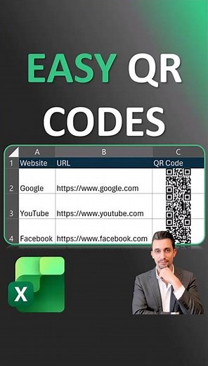 Excel Shorts – Create QR Codes Instantly (No Add-Ins Needed)
