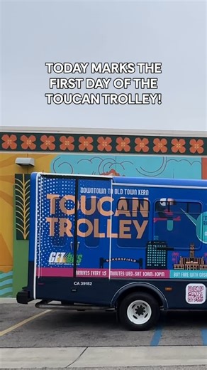 Today GET Bus (@get.bus) launched the Toucan Trolley! This trolley was designed to have a public transit route connecting Downtown Bakersfield with Old Town Kern. 🕰️ WHEN DOES IT OPERATE? It runs Wednesday-Saturday, 10:00am-10:00pm. 🚎 HOW CAN I RIDE? It costs $1.65 a trip, or $3.55 for a day pass. The trolley passes by each stop every 15 minutes and you can hop on at any marked Toucan Trolley stop along the route to ride. 📍WHERE CAN YOU GO? You’ll be walking distance (within two blocks) from 