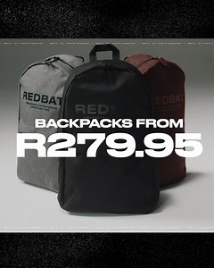 Every day drip sorted. Redbat Backpacks 🎒 from R279.95 in-store, online & via our mobi app: https://bit.ly/3FRosin #Redbat #ObsessedtoProgress | sportscene