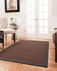 Natural Area Rugs 100% Natural Fiber Handmade Talas, Redish Dark Brown Sisal Rug, 12' x 15' Onyx Border