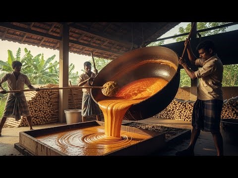 Molten Sugar Waterfall! The Most Satisfying Jaggery Making Process Ever Filmed