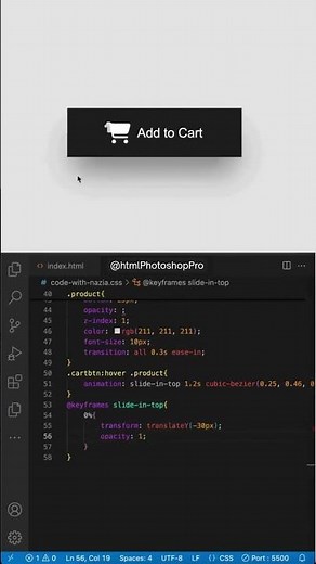 Add to Cart Button Animation using HTML CSS | Shopping Cart UI Effect #viral #coding #shorts #short