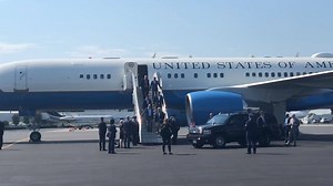 Vice President Mike Pence arrives in Charlotte to deliver a "get out the vote" message with 9th district candidate Dan Bishop ahead of the election on Sept. 10. | The Charlotte Observer