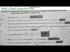 Lecture 1 Part 2 Math's Final Exam AASTU