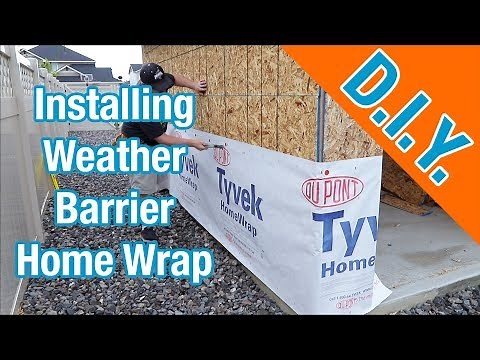 Installing Tyvek Weather Barrier House Wrap: How To Build A Shed ep 12