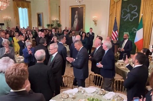 Joe Biden, Leo Varadkar and Christophe Pierre arrive at a St Patrick's day lunch at the White House