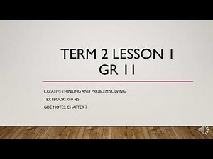 Gr 11 Business StudiesTerm 2 lesson 1 (A) Creative Thinking and problem solving