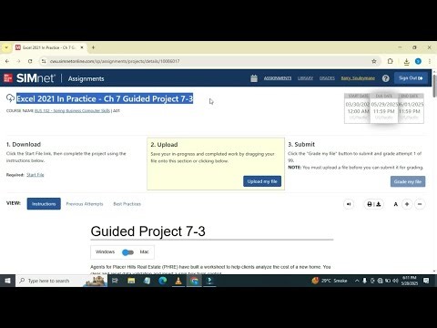 Excel 2021 In Practice - Ch 7 Independent Project 7-3|SIMnet Assignment | Excel 2021 In Practice
