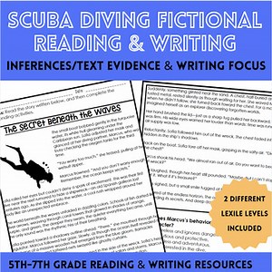Scuba Diving Fictional Reading Comprehension & Writing Activities | 4-6th Grade