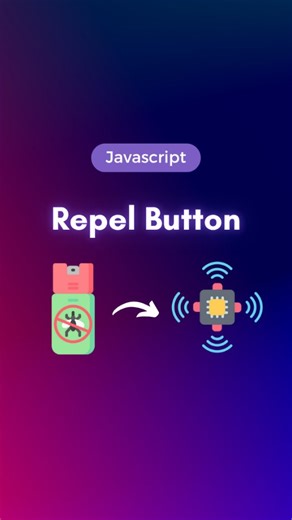 Mukul | Developer on Instagram: "🔥 JavaScript Repel Button 🤯 #javascript #learnjavascript #learntocode #uideveloper #trending #frontenddeveloper #softwareengineer #trending #codinglife💻 #viralreels #softwaredeveloper #repel #repellent #fullstackdeveloper #projectbasedlearning #programming #100dayscodingchallenge #viralcoder"