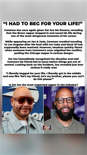 Fat Joe Saved Common's Life — 'I Begged for You' 😳🔥#fatjoe #common #rap #friendship