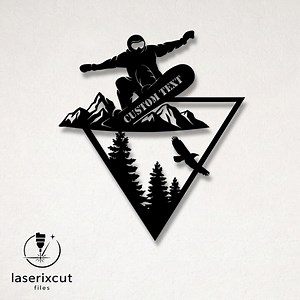 Customizable Snowboarder and Mountain Laser Cut Vector Files - SVG, DXF, Glowforge, Cricut, CNC, Metal Wall Art, Winter Sport Decor - Etsy