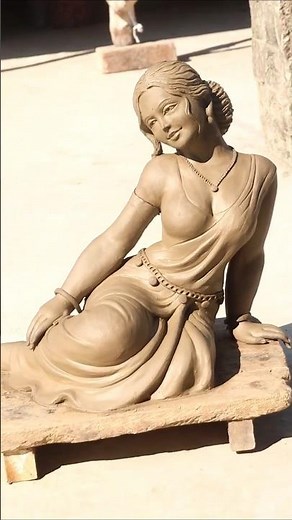 Beautiful clay girl sculpture making