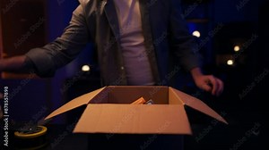 Packing, cardboard box and order with delivery and package label for small business