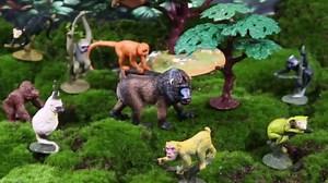 16Pcs Monkey Animal Figures Set, Assorted Wild Primate Toys with Sloth, Mandrill, Ring-Tailed Lemur Gorilla and Trees for Kids Educational Birthday Cake Decoration Party Favor School Projects