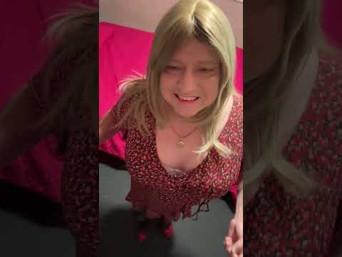 crossdresser red flowers wrapped front short sleeve tight mini dress video