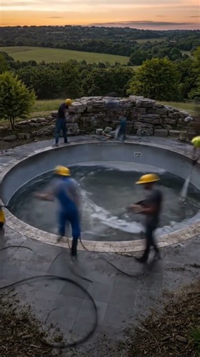 💦 Watch This Pool Go From Messy to Luxurious in Seconds! ✨ #beforeandafter